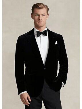 NWT Polo Ralph Lauren Tailored Fit Velvet Jacket Black Mens Size 42R